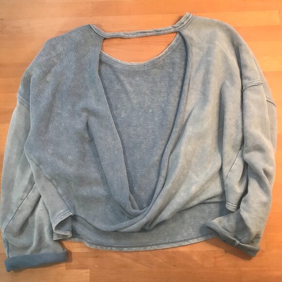 Free People See You Tonight Pullover Sweatshirt Twist Open Back Terry Cotton M - Picture 3 of 9